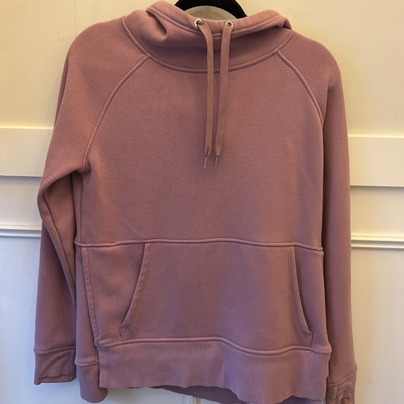 Athleta Cozy Karma Side Slit Fleece Lined Mauve Pink Hoodie Sweatshirt Size XS - Picture 2 of 8